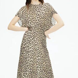 Leopard gathered waist dress